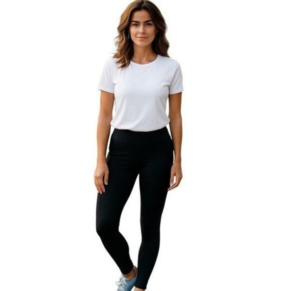 NWT Max & Mia Legging Side Pockets French Terry Legging Black Size XXL - Picture 1 of 1